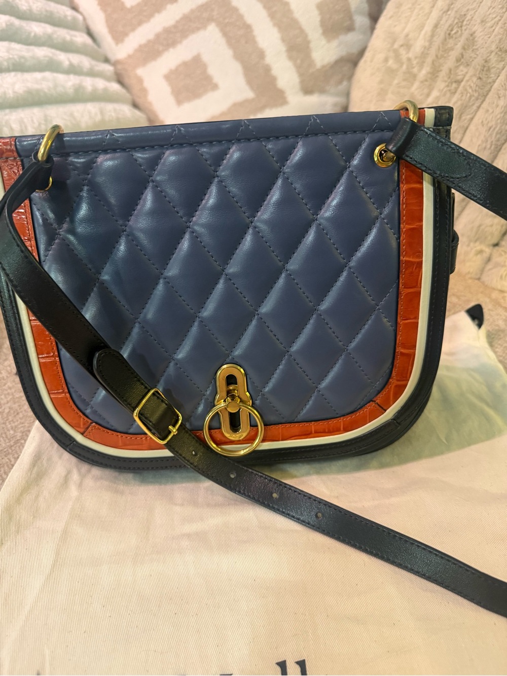 Mulberry Amberley Satchel silky calf and croc pattern - black/chalk/red fox - Picture 10 of 12